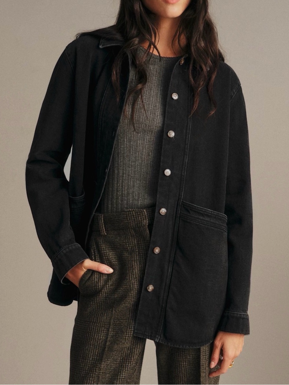 Sezane Will Jacket in Washed Black